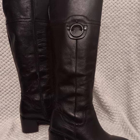 Franco Sarto Black Leather Knee-High Boots size 10 - Picture 2 of 12